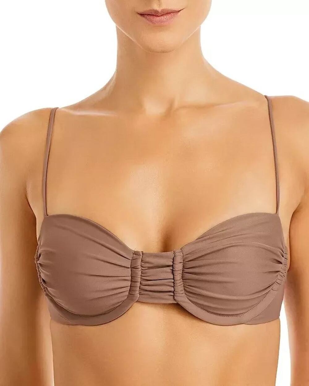 Jade Swim L67160 Womens Brown Mia Underwire Bikini Top sz S